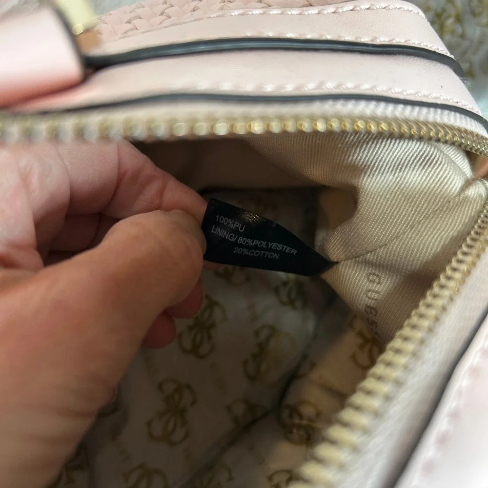 Guess Los Angeles Pink Woven Satchel Bag and Matching Wallet Set NEW